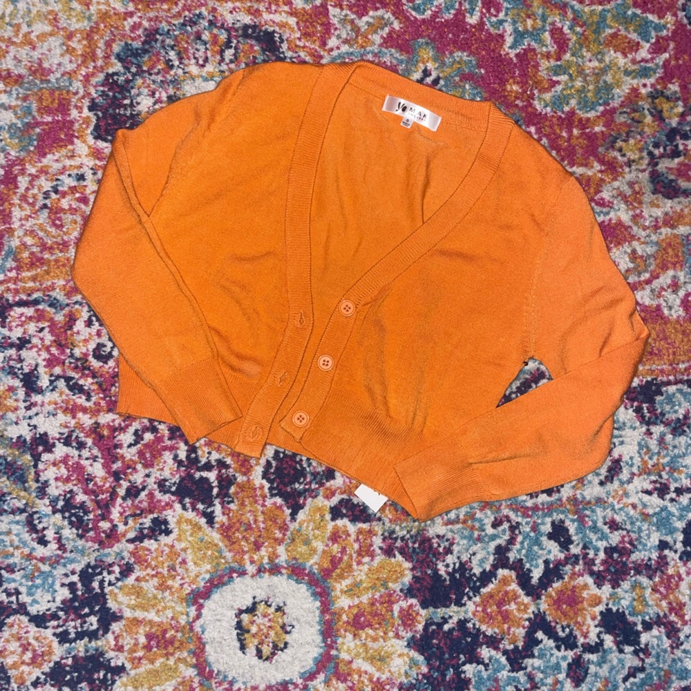 New With Tags Orange Button Up Sweater Cardigan Size Small